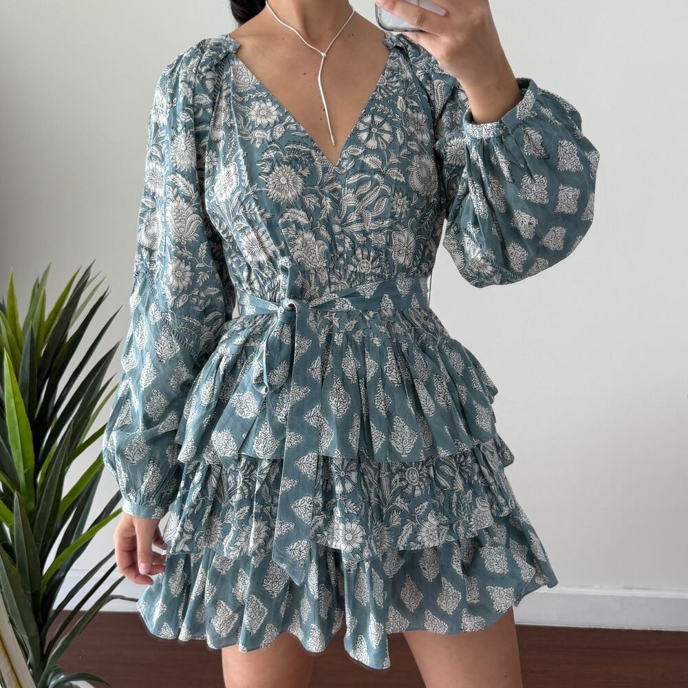 MAREA Dress Large Grace Floral Tiered Ruffle Cotton Cottage Romantic Feminine‎